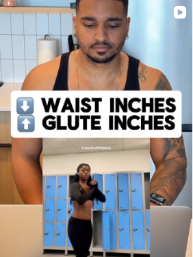 Jackeil reacting to a client's waist and glute progress